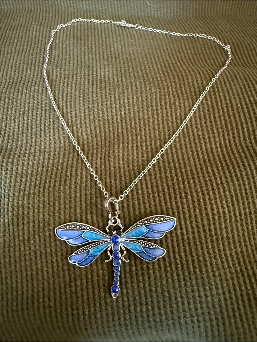 Blue Dragonfly Pendant Necklace - Elegant Women's Jewelry